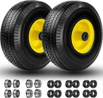 4.10/3.50-4" Flat Free Tire And Wheel, 2P 10" Yellow (ripple Tread),. Fixed Price $44.55.