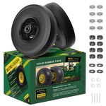 (2 Pack) 4.10/3.50-4 Flat Free Tire And Wheel 10-INCH Solid Replacement.... Fixed Price $62.81.