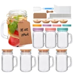 16 Oz Mason Jar Cups With Handle Lids Straws Set Include Glass Stainless. Fixed Price $35.48.
