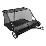 Vevor Tow Behind Lawn Sweeper, 48 Pull Yard 26 Cu. Ft Hopper. Fixed Price $320.25.