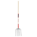 Manure Mulch Loose Material Fork 5-OVAL Tine Forged Hardwood Handle Steel Head. Fixed Price $107.16.