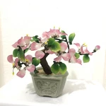 Vintage Bonsai Tree Glass Jade Pink Flowers Green Leaves Pot 6.5. Fixed Price $36.00.