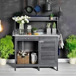 Yaheetech Outdoor Potting Bench Table Garden Workstation With Drawer Shelf Gray. Fixed Price $108.00.