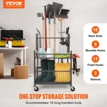 Vevor Garden Tool Organizer, 16 Slots With Hooks, Yard Tower Rack Whee. Fixed Price $97.90.
