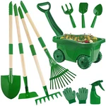 Kids Gardening Tools Set 10PCS Wheelbarrow Shovel Rake Green Duckura Leaf Summer. Fixed Price $74.99.