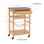 Linon Natalie Granite Top Rolling Kitchen Storage Cart Natural Wood. Fixed Price $149.38.