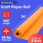 Case Of 9 Rolls Paclord 24" X 1200" (100 Ft) Orange Kraft Paper 45 Lbs Thick!. Fixed Price $59.94.