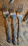 Vtg Lot 3 Rogers Co Love Joy Dinner Forks Flatware Stainless Steel Silverware. Fixed Price $9.00.