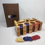 Antique Wooden Poker Chip Set Caddy & Case Covering Game Room Decor. Fixed Price $35.00.