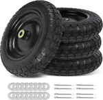 (4-PACK) 13" Flat Free Solid Tires And Wheels 4.00-6 5/8" With Axle Spacers Pins. Fixed Price $98.59.