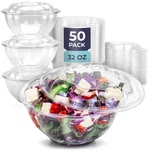 Fit Meal Prep 50 Pack 32 Oz Disposable Plastic Clear Salad Bowls With Airtigh.... Fixed Price $39.08.