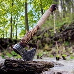 Forged Viking Axe Carbon Steel Blade With Ash Wood Handle Leath. Fixed Price $63.94.