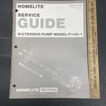 Homelite Waterbug P100-1 Pump Major Overhaul Service Repair Manual. Fixed Price $49.95.