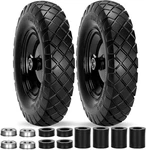 Upgraded 16" Flat Free Wheelbarrow Wheels And Tires, 4.80/4.00-8 Black+black. Fixed Price $98.23.