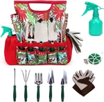 9-PIECE Tools Set With Gloves And Floral Tote Bag Gardening Multy. Fixed Price $29.07.