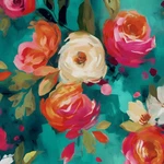 Bokebeve Watercolour Floral Peel And Stick 17.5" X 78.5", Teal Blue/colorful. Fixed Price $20.41.