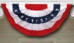 America 250 - 18" X 36" Full Pleated Fan Bunting W/ Stars Polycotton Made Usa. Fixed Price $17.50.