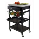 Winsome Julia Utility Transitional Solid Wood Kitchen Cart Black Granite Top. Fixed Price $199.99.