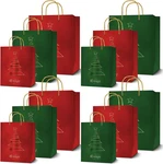 12 Christmas Gift Bags, Red & Green Metallic Texture Finish With Golden Spot. Fixed Price $44.72.