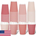Whaline 100 Pink 12OZ Disposable Coffee Cups W/lids - Gradient Ripple Wall Hot. Fixed Price $47.84.