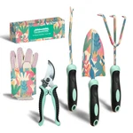 Gardenhome 5-PIECE Gardening Kit With Gloves Durable Floral Tools. Fixed Price $35.49.