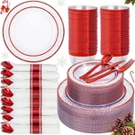 Ciaell 350-PIECE Red & Clear Plastic Plates Set For Guests Dinnerware Party. Fixed Price $97.48.