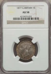 G.b./england Victoria 1877 Shilling Almost Uncirculated Coin, Ngc Certified AU58. Fixed Price $275.00.