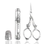 Hicello Kits, Vintage Sewing Scissors, Thimble And Metal Floss 3PCS. Fixed Price $23.89.