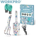 Workpro 4PC Aluminum Hand Garden Tool Set Trowel Rake Pruner Gloves W/box. Fixed Price $25.99.