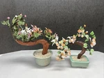 2 Bonsai Tree Plant Multi Color Flowers Jade Green Leaves Ceramic Pot. Fixed Price $56.63.