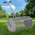 Fahkns Compost Spreader For Lawn And Garden, 27 Inch Metal Roller Gray. Fixed Price $140.06.