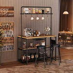Industrial Kitchen Island With Power Outlet & 2 Bar Stools, 3-TIER Shelves. Fixed Price $250.99.