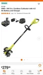 New Ryobi 18V One+ Cultivator 4.0 Ah Battery Kit P2750. Fixed Price $199.99.