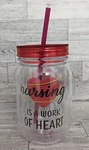 Double Wall Insulated Mason Jar Plastic Drinking Cups Nurse's Day Gift 20OZ. Fixed Price $15.00.