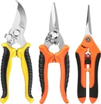 3-PACK Stainless Steel Pruning Shears, Snips Yellow, Orange, Black. Fixed Price $17.51.