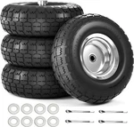 Upgraded 4.10/3.50-4 Tire And Wheel Flat Free, Inch Solid 101, Black. Fixed Price $82.50.