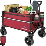 Rosong Collapsible Wagon Cart With Wheels Foldable - Folding 120L, Burgundy. Fixed Price $123.99.