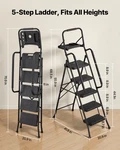 Vevor 5 Step Folding Ladder With Tool Tray & Dual Handrails, 600 Lbs Capacity,. Fixed Price $132.90.