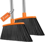 Nacena Heavy Duty Broom, 55 Inch Long Handle Outdoor Large Grey ORANGE-2P. Fixed Price $28.64.