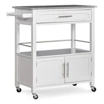Linon Cameron Wood Granite Top Rolling Kitchen Cart Ample Storage White. Fixed Price $236.39.