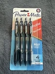 Paper Mate Profile Retractable Ballpoint Pens Bold Black Ink 615723 4 Pack. Fixed Price $8.00.