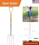Gardening Digging 4-TINE Stainless Steel Pitchfork, 43.9" Heavy Duty Sp.... Fixed Price $123.18.