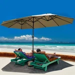 Costway 15' Market Outdoor Double-sided Twin Patio Umbrella, Beige. Fixed Price $37.43.