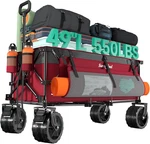 Sunnyfeel 49IN Foldable Wagon Cart, 550LB Heavy Duty Big Wheels, Red. Fixed Price $104.02.