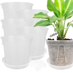 5 Set 7 Inch Transparent Plastic Garden Pots With Saucer - Planter Drain.... Fixed Price $30.08.