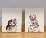 Woodland Critters With Floral Headbands Stupell Home Cor 2PC Wall Plaque Art. Fixed Price $18.99.