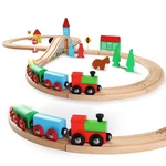 Wooden Train Set For Toddler With Double-side Tracks Fits Brio, Thomas, Me. Fixed Price $23.80.