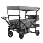 Vevor Wagon Stroller Push Pull Quad Collapsible For 2 Kids W/ Canopy Dark Grey. Fixed Price $169.99.
