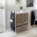 Honey-can-do 12-DRAWER Metal Rolling Storage Cart With Side Pockets CRT-09104. Fixed Price $77.49.