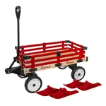 Millside Industries All Season Wood Wagon With Sleigh Runners, Red, 16" X 34". Fixed Price $169.99.